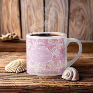 Nautical Beach Collage Hot Pink ID840 Espresso Cup
