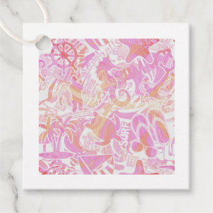 Nautical Beach Collage Hot Pink ID840 Favour Tags