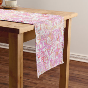 Nautical Beach Collage Hot Pink ID840 Short Table Runner