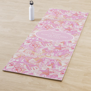 Nautical Beach Collage Hot Pink ID840 Yoga Mat