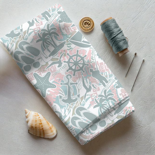 Nautical Beach Collage Sage ID840 Fabric (Creator Uploaded)