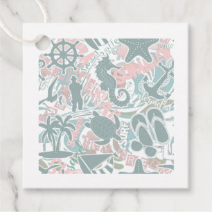Nautical Beach Collage Sage ID840 Favour Tags