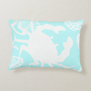 Nautical Beach Crab and Seashell   Decorative Cushion
