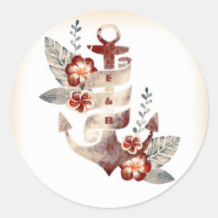 Nautical Beach Floral Anchor Wedding Seal