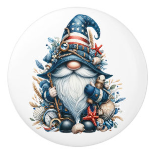 Nautical Beach Gnome Ceramic Knob