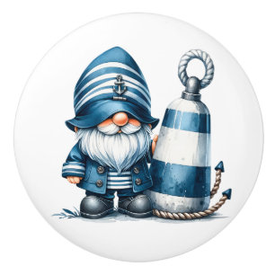 Nautical Beach Gnome Ceramic Knob