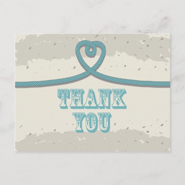 Nautical Beach Heart Knot Thank You Postcard (Front)