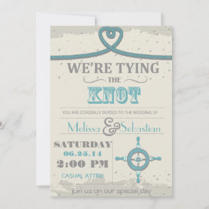 Nautical Beach Heart Knot Wedding Invite