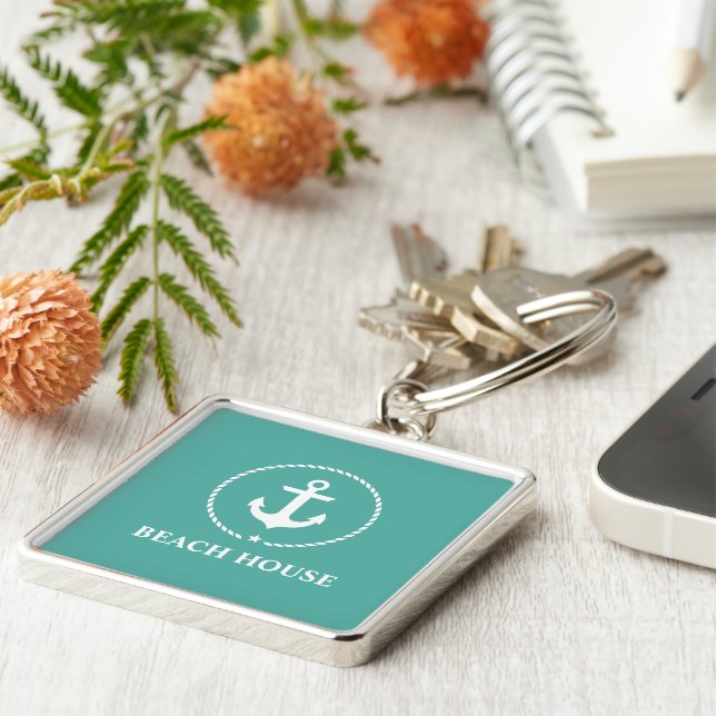 Nautical Beach House Anchor Key Ring (Side)