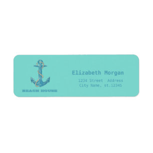 Nautical Beach House,Anchor,Rope,Mint Green