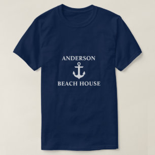 Nautical Beach House Family Name Anchor Blue T-Shirt