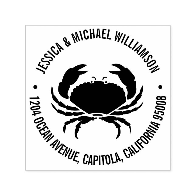Nautical Beach Ocean Crab Return Address Self-inking Stamp (Design)