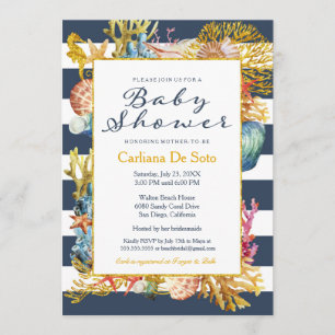 Nautical Beach Ocean / Sea Baby Shower Invitation