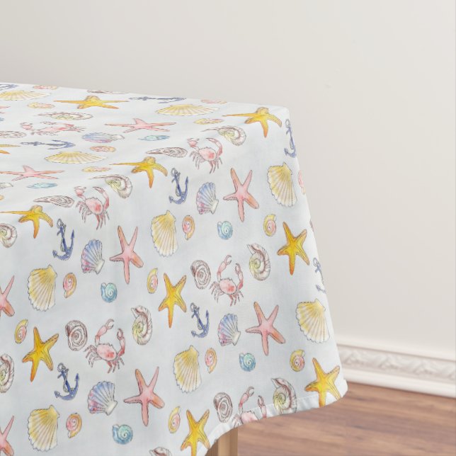 Nautical Beach Ocean Sea Starfish Boat Anchor Tablecloth (In Situ)