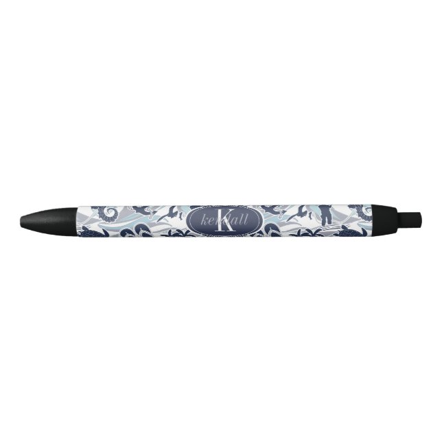 Nautical Beach Pattern Navy ID839 Blue Ink Pen (Front)