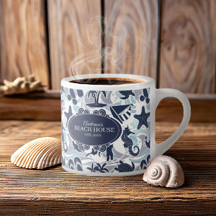 Nautical Beach Pattern Navy ID839 Espresso Cup