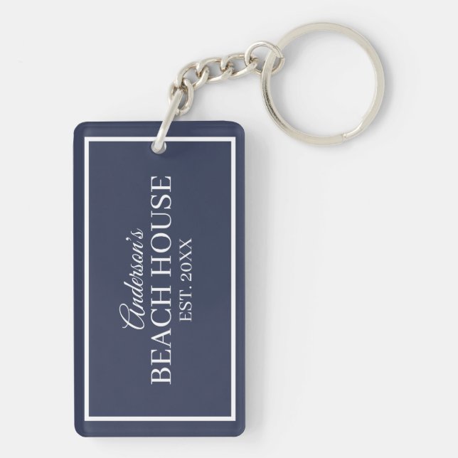 Nautical Beach Pattern Navy ID839 Key Ring (Back)