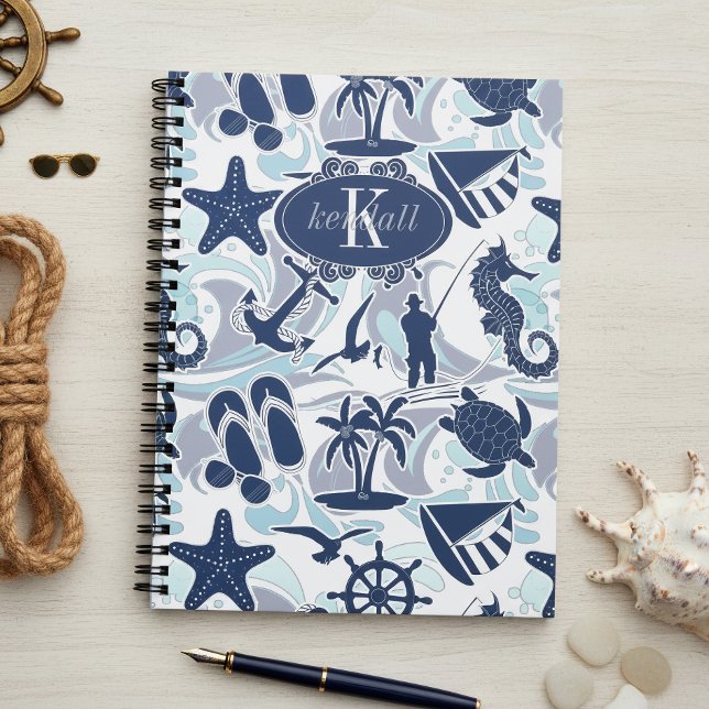 Nautical Beach Pattern Navy ID839 Notebook (Creator Uploaded)