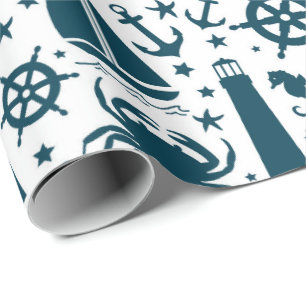Nautical beach pattern wrapping paper