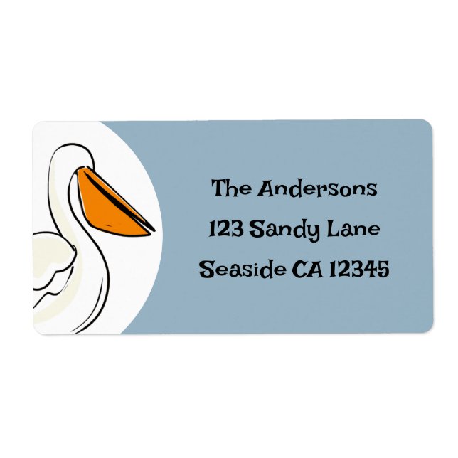 Nautical Beach Pelican Return Address (Front)