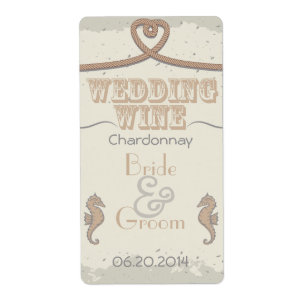 Nautical Beach Sand Brown Heart Knot Wedding Wine