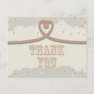 Nautical Beach Sand Heart Knot Thank You Postcard