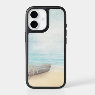 Nautical Beach Scene with Rowboat & Fishing Net
