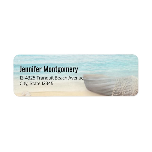 Nautical Beach Scene with Rowboat & Fishing Net (Front)