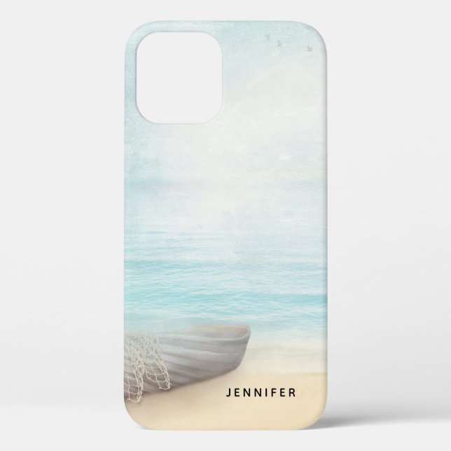 Nautical Beach Scene with Rowboat & Fishing Net Case-Mate iPhone Case (Back)