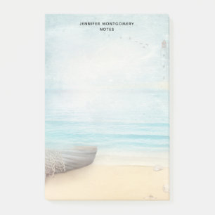 Nautical Beach Scene with Rowboat & Fishing Net Post-it Notes
