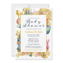 Nautical Beach Seashell Baby Shower Invitation