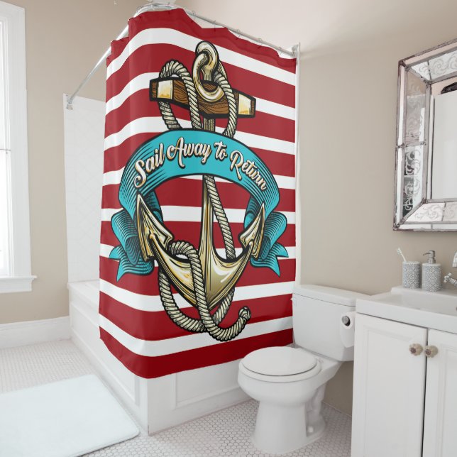  Nautical Beach Shower Curtain (In Situ)