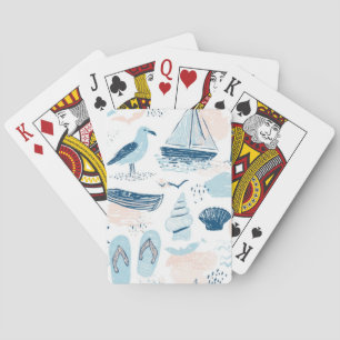 Nautical Beach Summer Blue Pink Coastal (2) Playing Cards