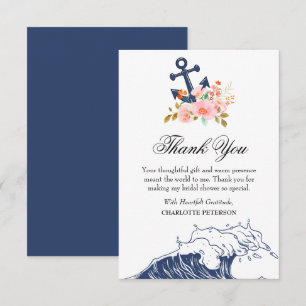 Nautical Beach Theme Bridal Shower  Thank You Card