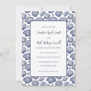 Nautical Beach Theme Wedding Invitation Seashells