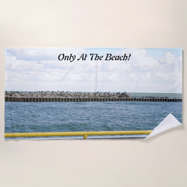Nautical Beach View Beach Towel (Front)