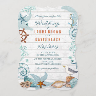 Nautical Beach Wedding Invitation