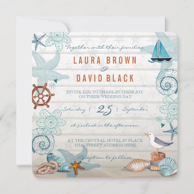 Nautical Beach | Wedding Invitation (Back)