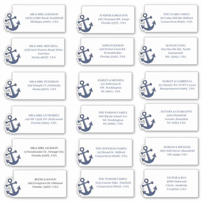 Nautical Beach Wedding Invitation Address Labels (Front)