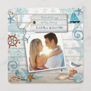 Nautical Beach Wedding Invitation Photo