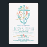 Nautical beach wedding invitations<br><div class="desc">Whimsical and modern wedding invitations for nautical weddings,  beach weddings and destination weddings. Full of pretty seashells,  turquoise and teal sand dollars,  coral seahorses and starfish couple. Elegant bright hand drawn anchor design casual wedding invitation. Please browse collection for more matching items. All elements created by Jinaiji</div>