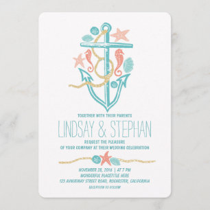 Nautical beach wedding invitations
