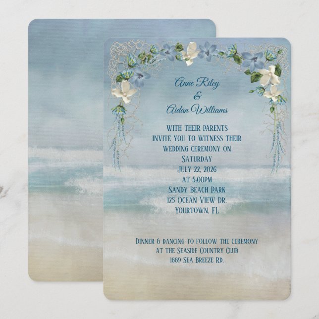 Nautical Beach Wedding Invite (Front/Back)