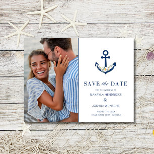 Nautical Beach Wedding Photo Save the Date Announcement Postcard