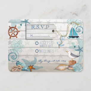 Nautical Beach Wedding RSVP Card