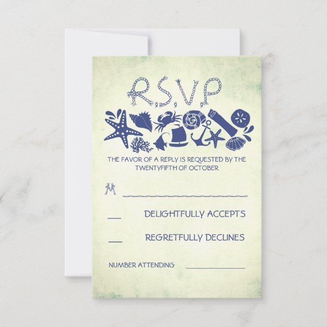 nautical beach wedding RSVP cards (Front)