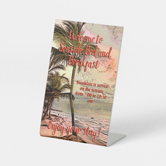 Nautical Beachside Bed and Breakfast Guest Info Pedestal Sign (Front)