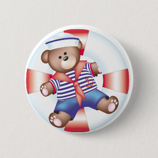 nautical bear 6 cm round badge