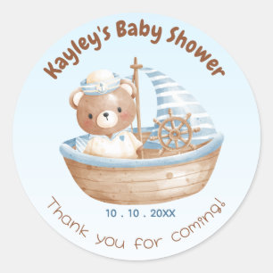 Nautical Bear Baby Shower Favour Stickers
