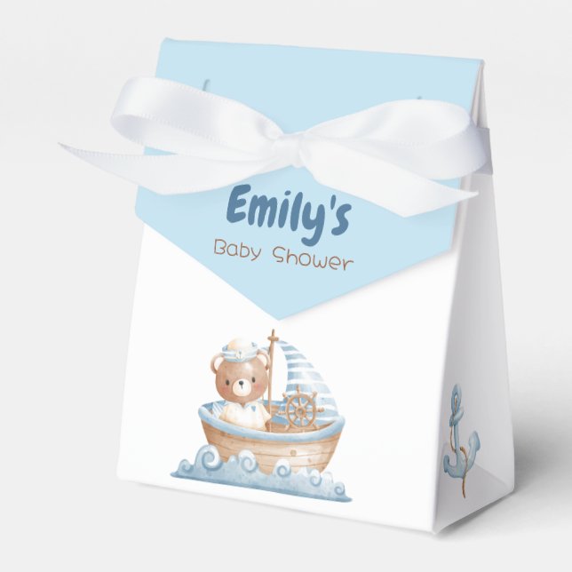 Nautical Bear Favour Box (Boy Baby Shower) (Front Side)